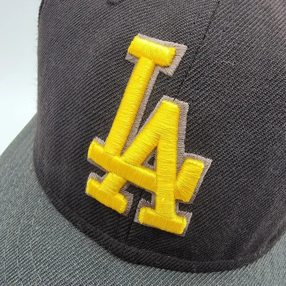 Los Angeles‎ Dodgers Hat New Era 7 Fitted Cap 59fifty Black Wool Blend 7 1/8